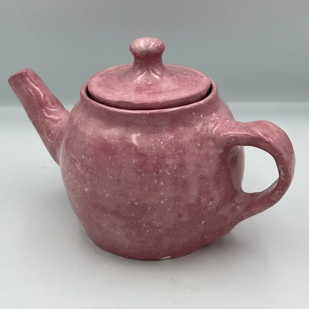 Handmade Pink Cherry Blossom Ceramic‎ Teapot Floral Design